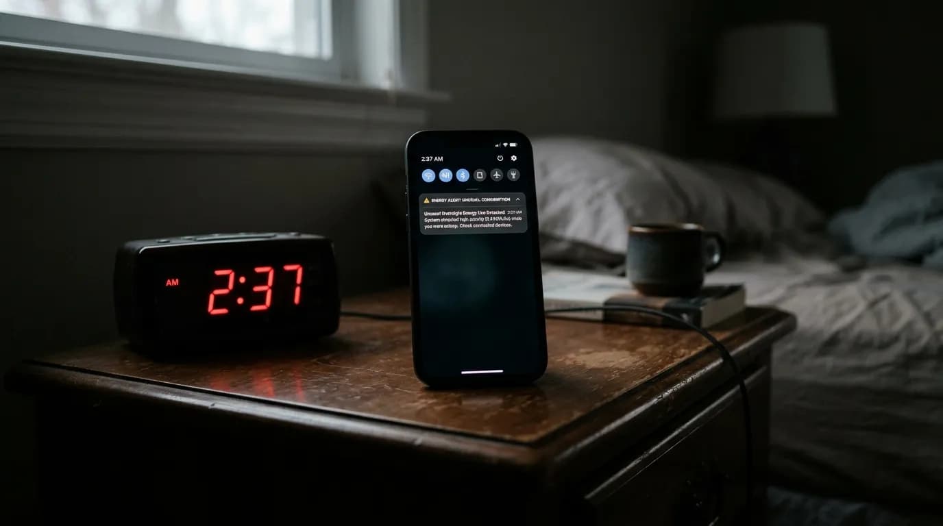 Isometric building with 24-hour monitoring clock and mobile alert notification