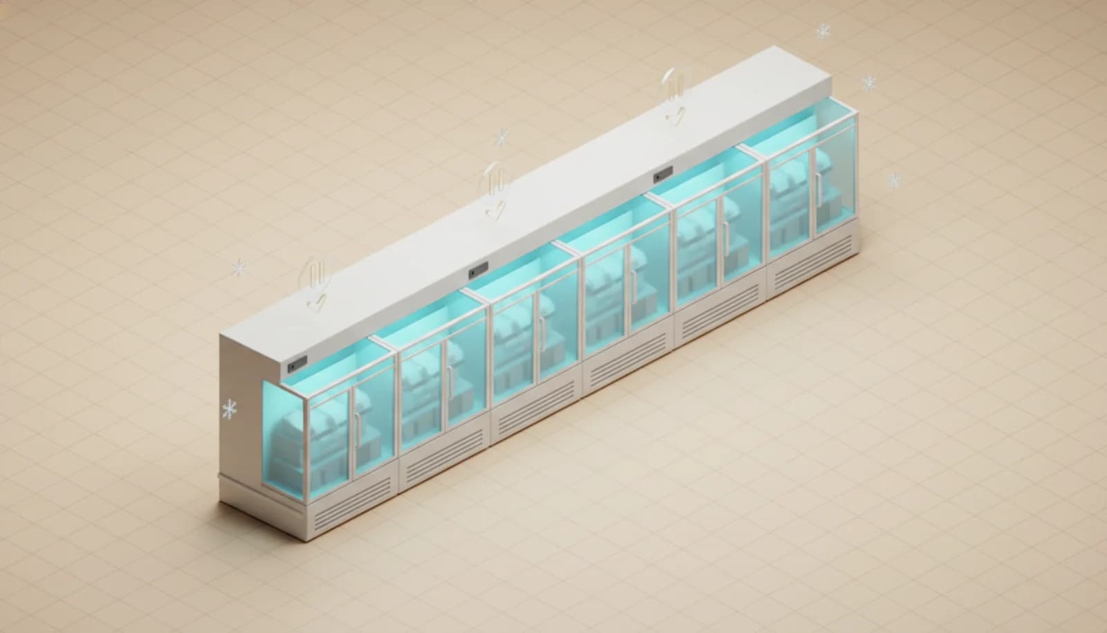 Refrigerated display cases in a supermarket, the largest flexible electrical load