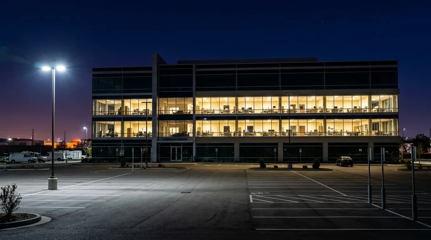 Isometric day-night building split revealing hidden overnight energy flows