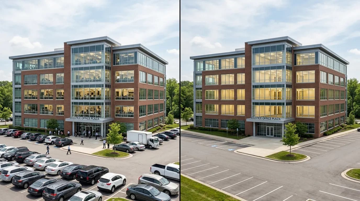 Isometric building with weekly calendar showing unexpectedly high weekend energy use