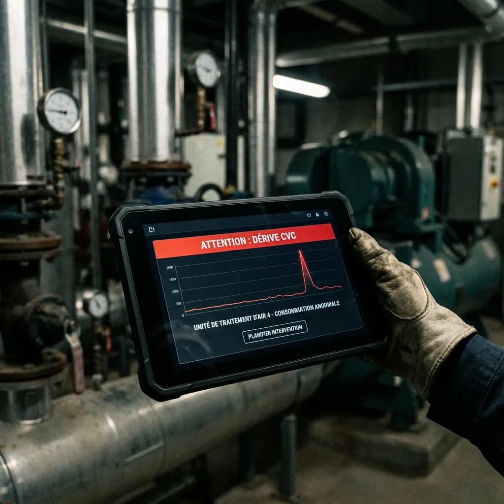 Maintenance interface showing an alert