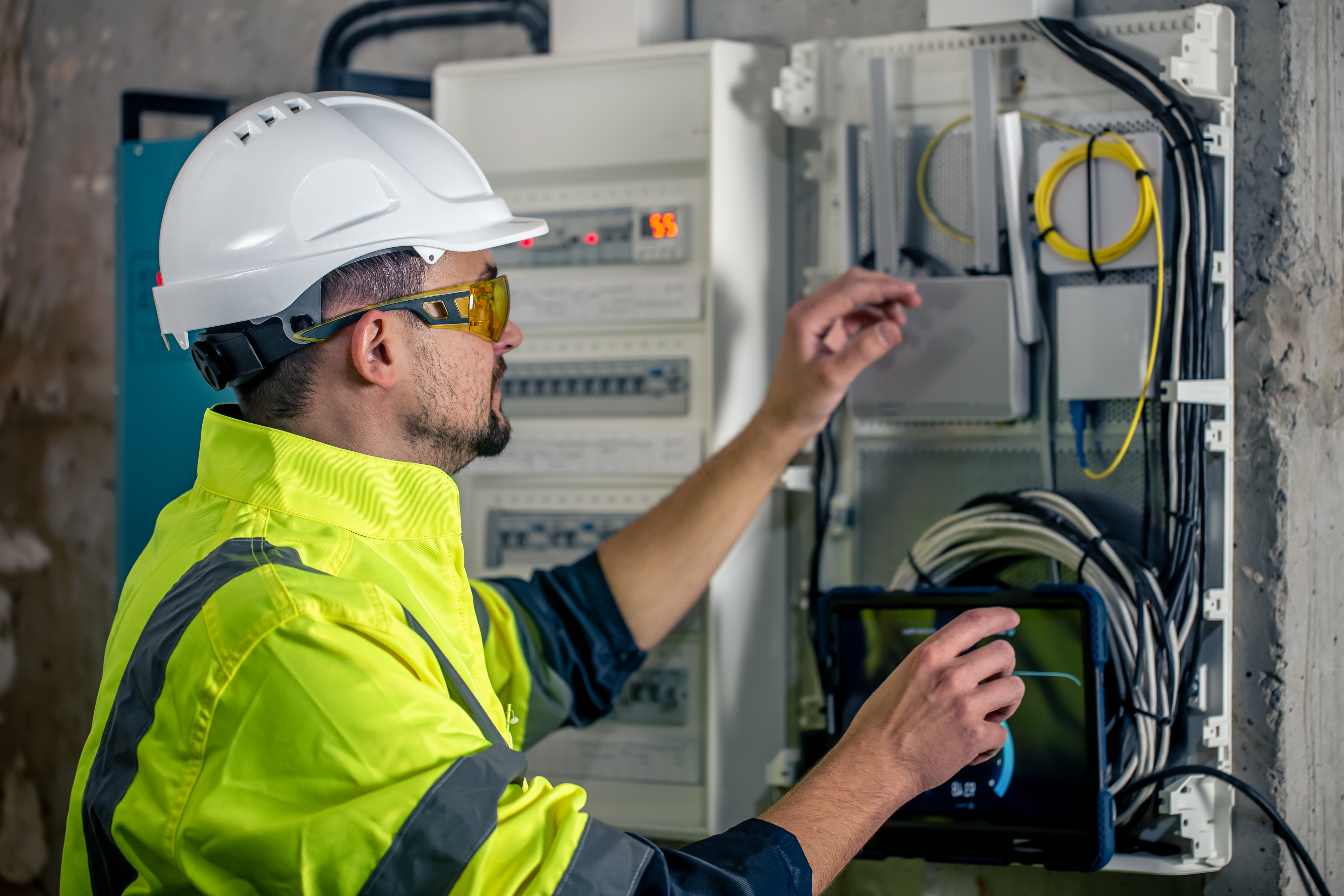Technician installing sensors